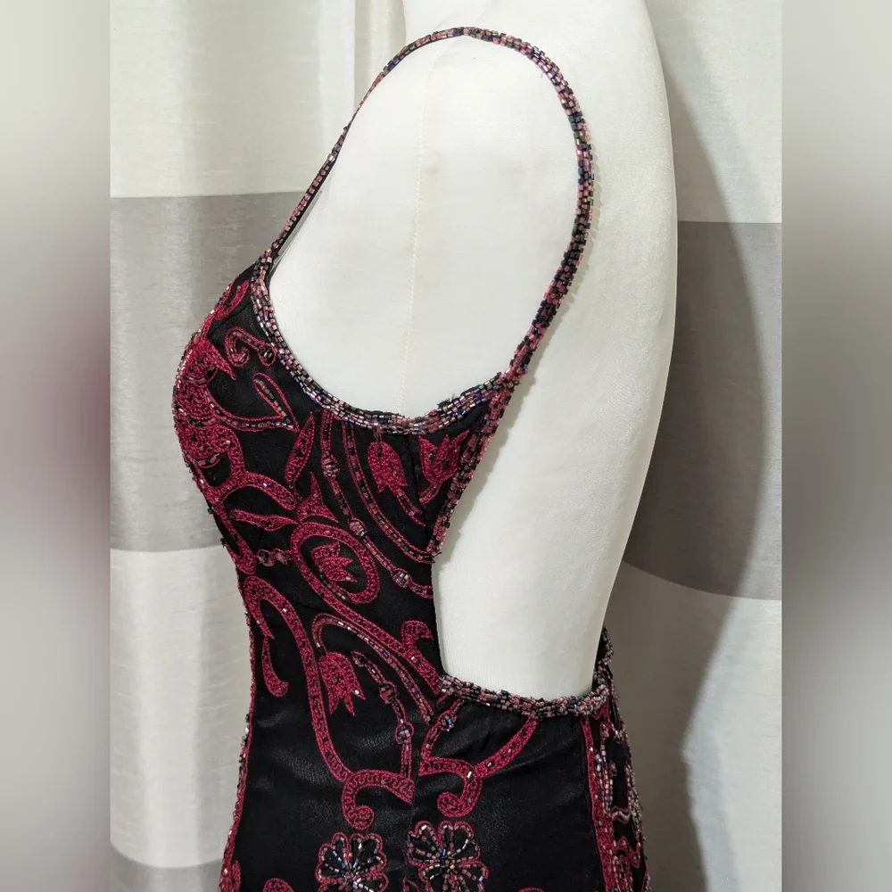 Mia Bella Couture Stunning Beaded Embroidered Open Back Silk Evening Gown - Picture 12 of 16